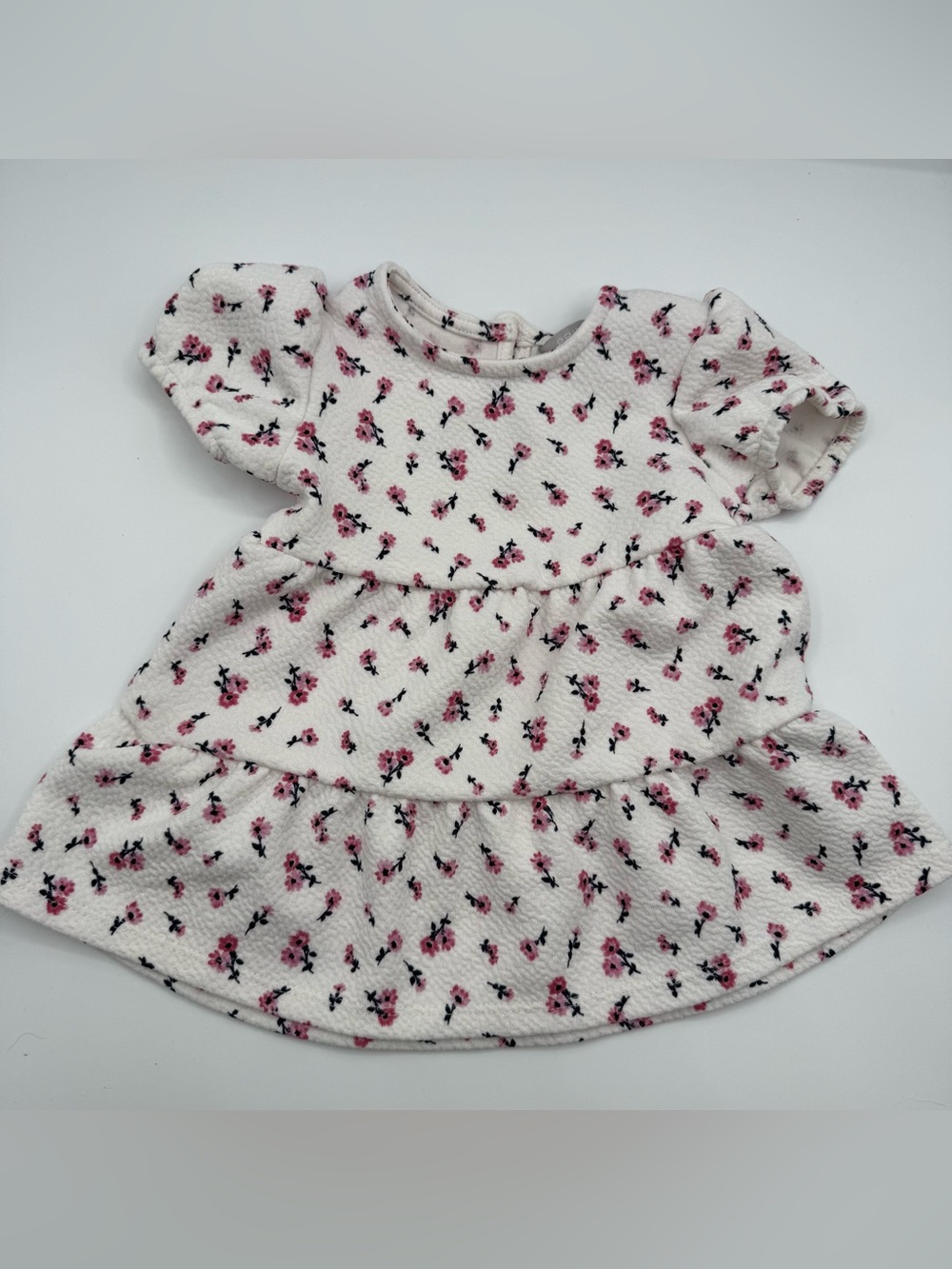 3 Month White Dress with Pink Flowers
